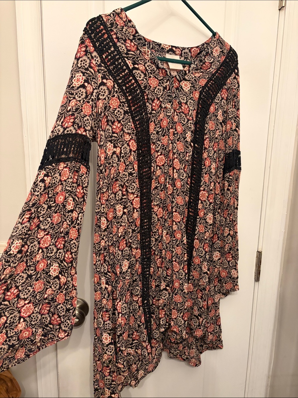 Knox Rose Black Dress with Coral and Cream Floral Print